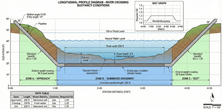 Six weighting methods: concrete coating, saddle weights, bolt-on weights, screw anchors, continuous anchors, and rock dump.